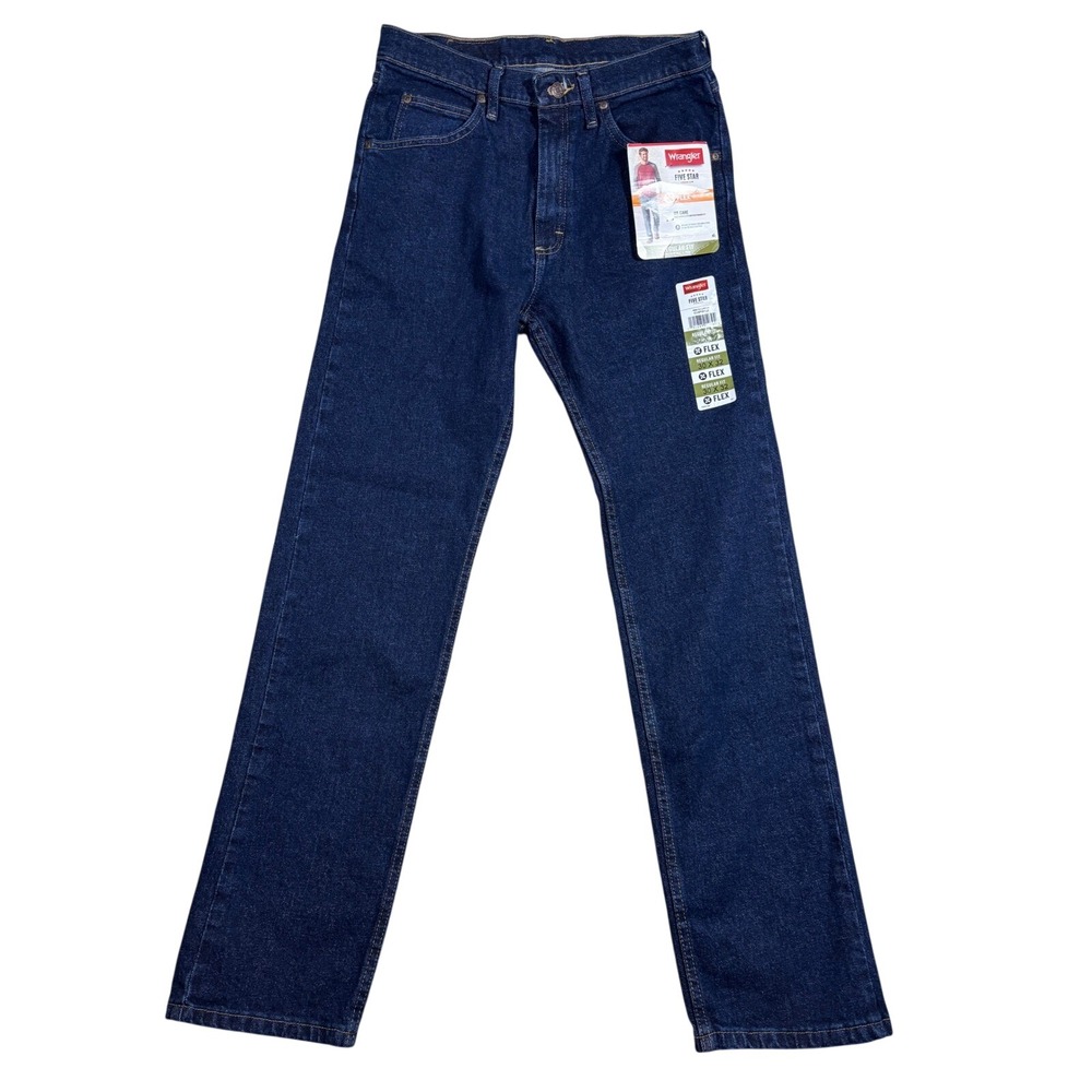Wrangler Five Star Premium Regular Fit Flex Jeans Dark Wash 30x32 1096FXVMF